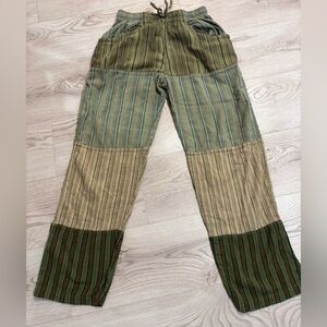 Soul Flower Multicolor Striped Wide-Leg Patchwork Pants